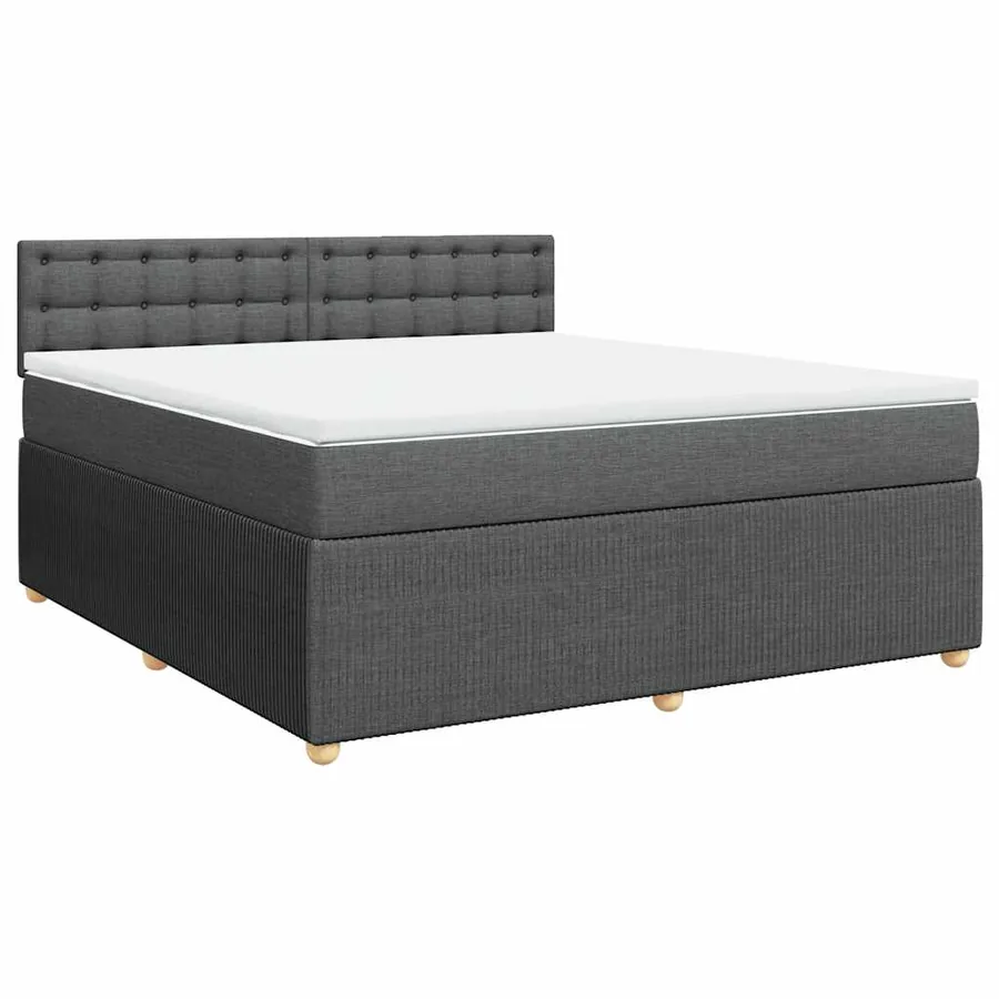 Sommier à lattes de lit avec matelas Gris foncé 180x200cm Tissu - 2