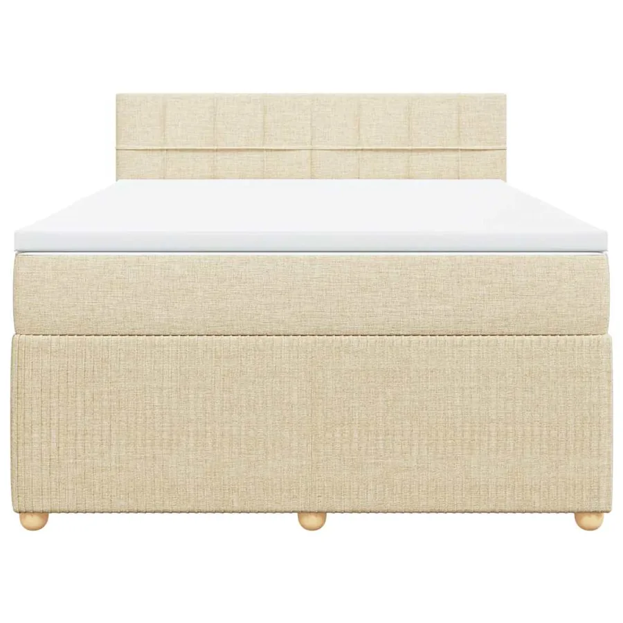 Sommier à lattes de lit avec matelas Crème 160x200 cm Tissu - 4