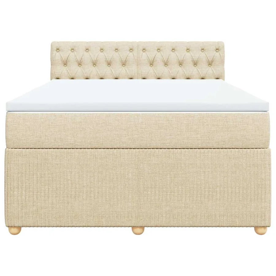 Sommier à lattes de lit avec matelas Crème 160x200 cm Tissu - 4