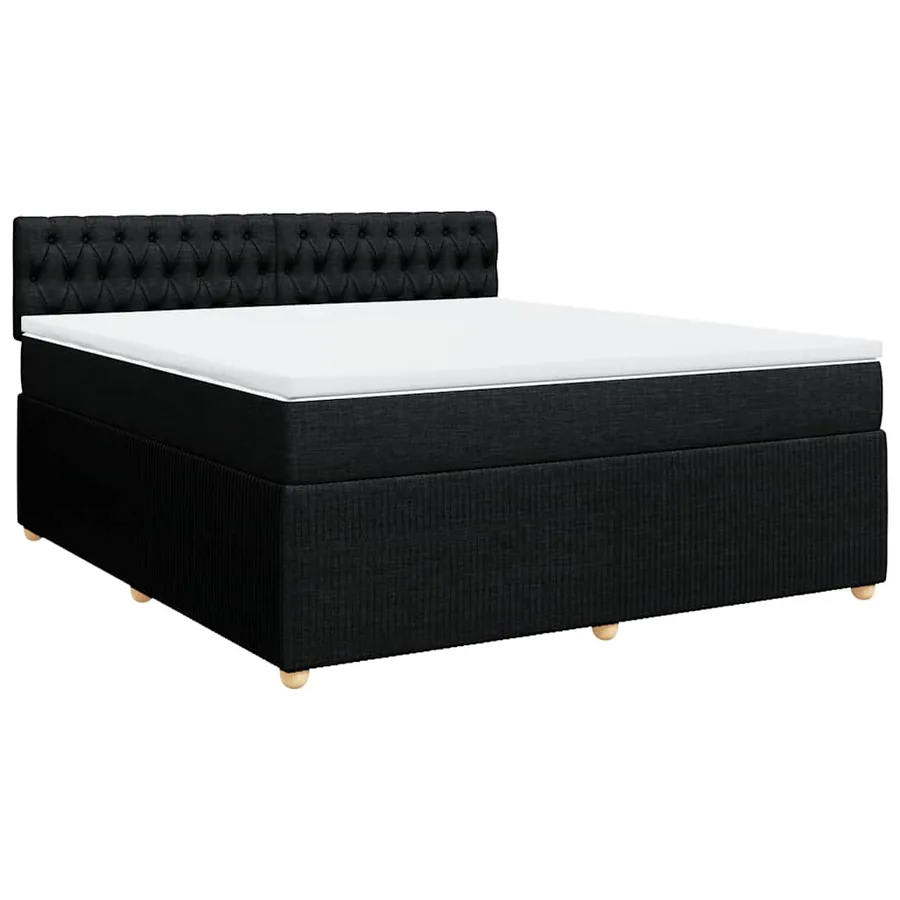 Sommier à lattes de lit avec matelas Noir 180x200 cm Tissu - 2