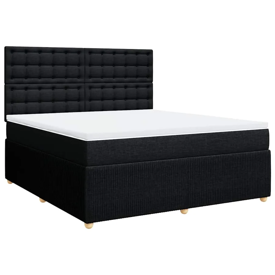 Sommier à lattes de lit avec matelas Noir 180x200 cm Tissu - 2