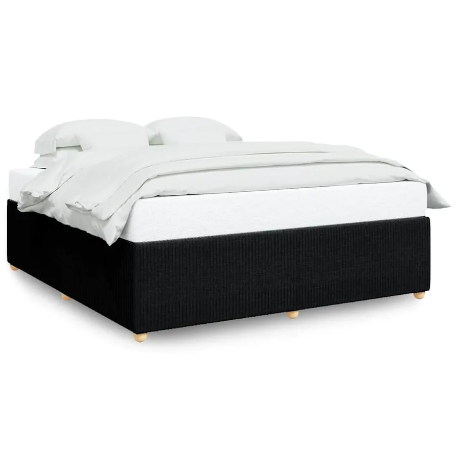 Cadre de lit sans matelas noir 180x200 cm tissu - 2