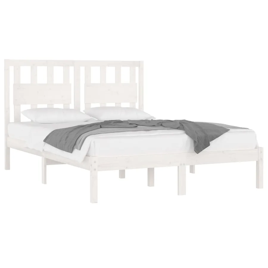 Cadre de lit sans matelas blanc bois massif 140x190 cm - 3