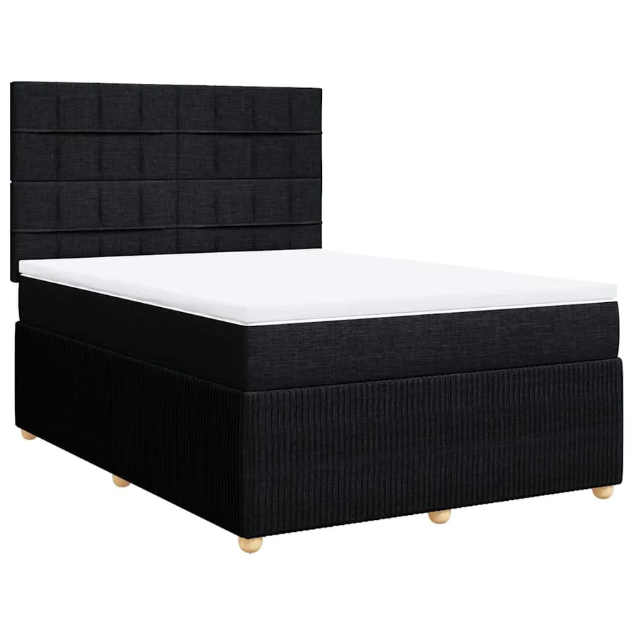 Sommier à lattes de lit avec matelas Noir 160x200 cm Tissu - 3