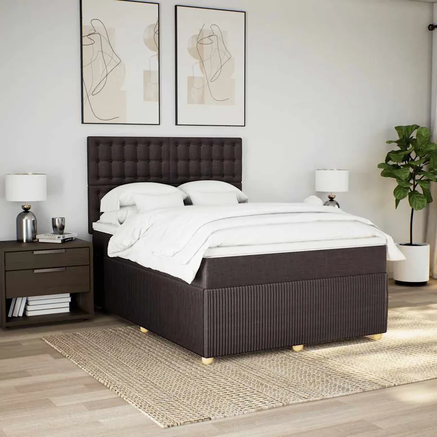 Sommier à lattes de lit avec matelas Marron foncé 140x200 cm - 3