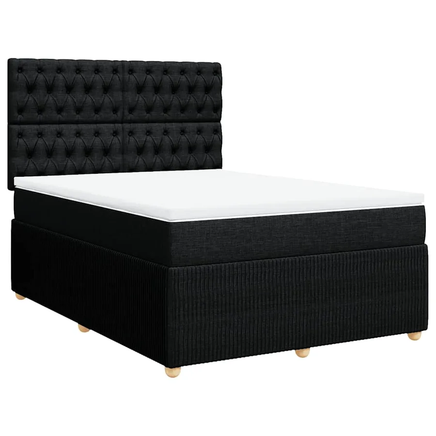 Sommier à lattes de lit avec matelas Noir 160x200 cm Tissu - 3