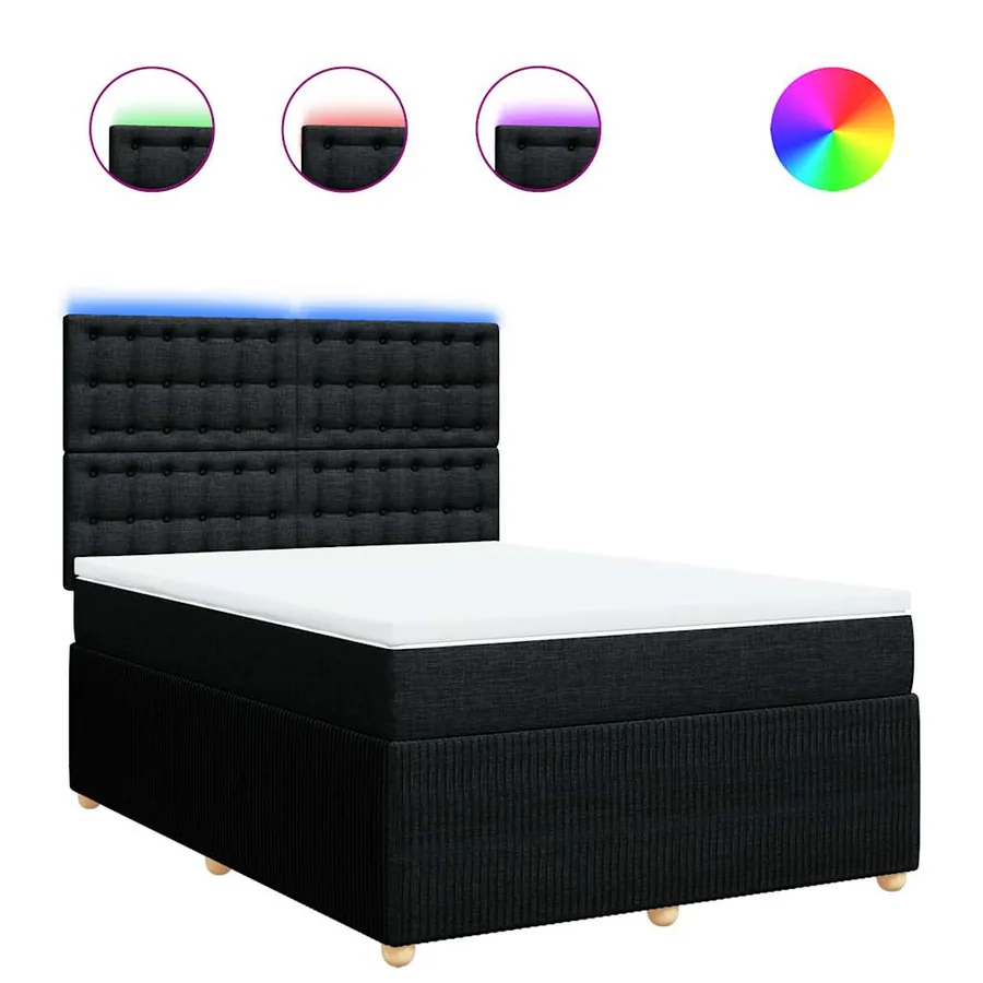 Sommier à lattes de lit avec matelas Noir 160x200 cm Tissu - 2