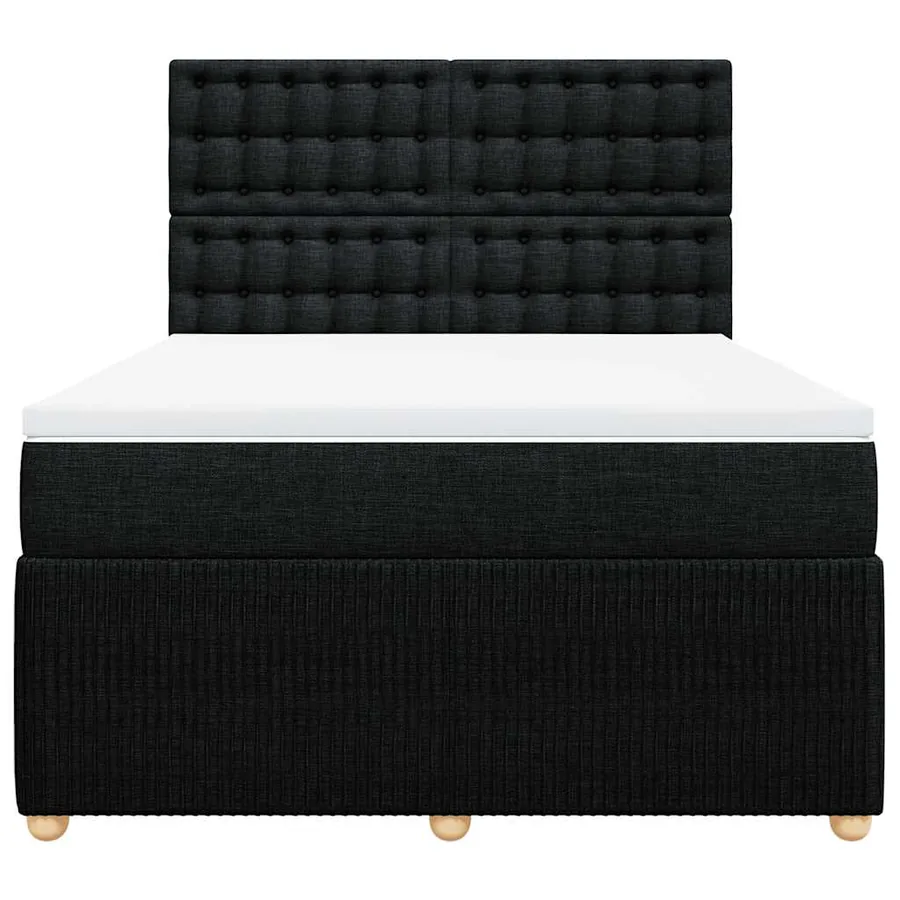 Sommier à lattes de lit avec matelas Noir 160x200 cm Tissu - 6
