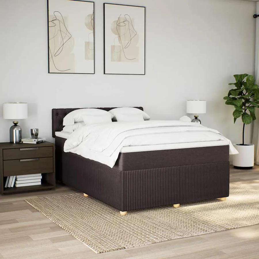 Sommier à lattes de lit avec matelas Marron foncé 140x200 cm - 4