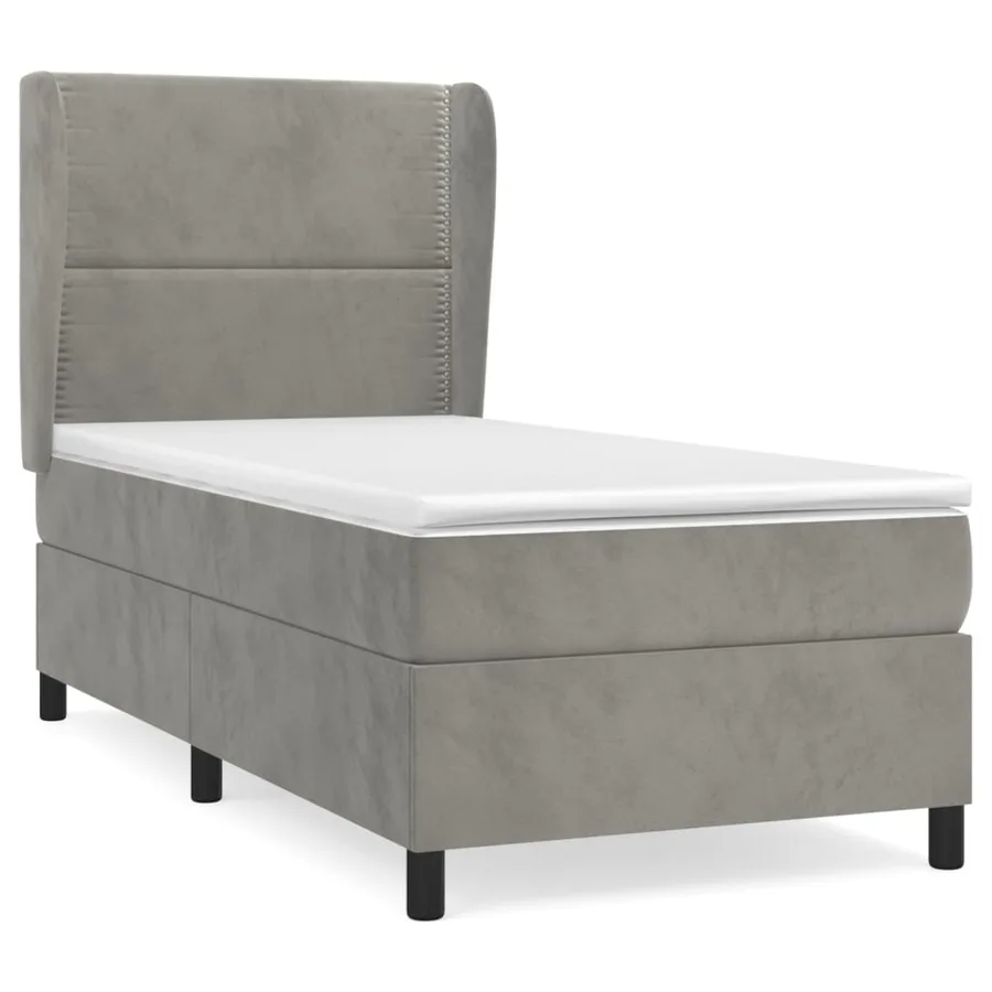Sommier à lattes de lit et matelas Gris clair 100x200cm Velours - 2