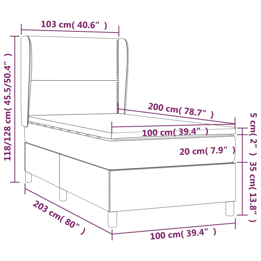 Sommier à lattes de lit et matelas Gris clair 100x200cm Velours - 7
