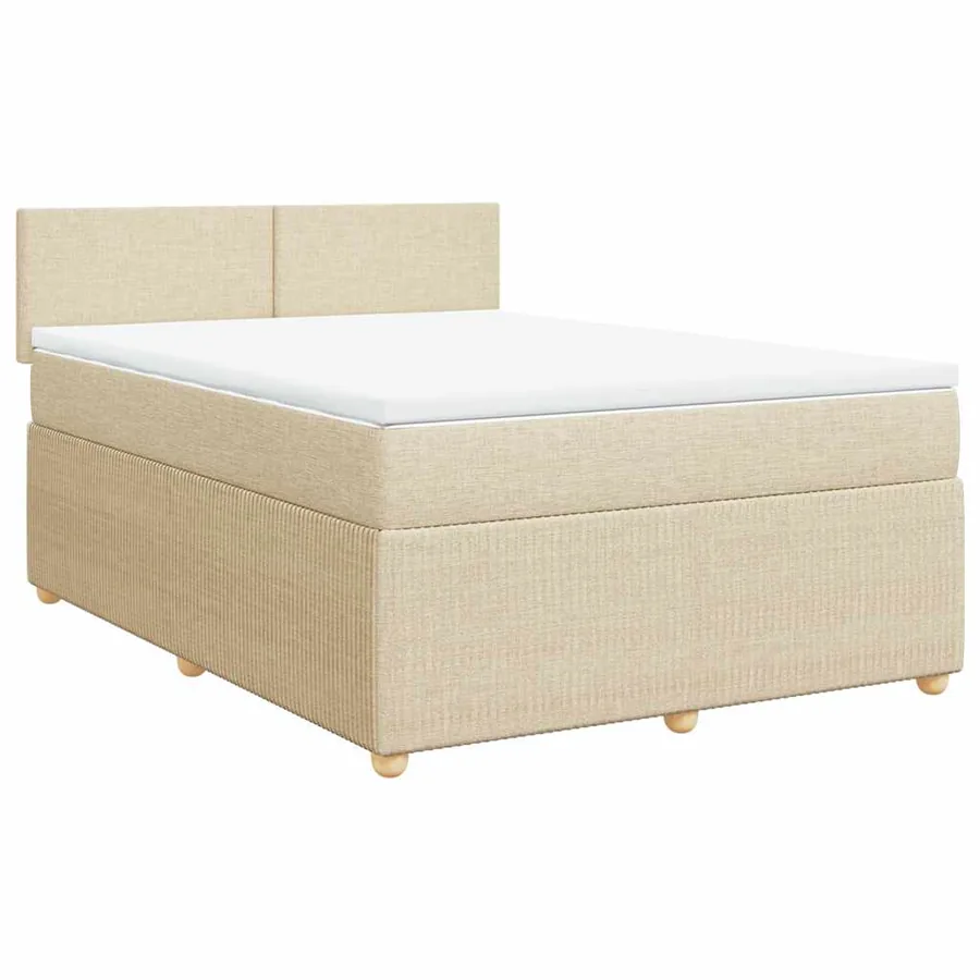 Sommier à lattes de lit avec matelas Crème 140x200 cm Tissu - 3