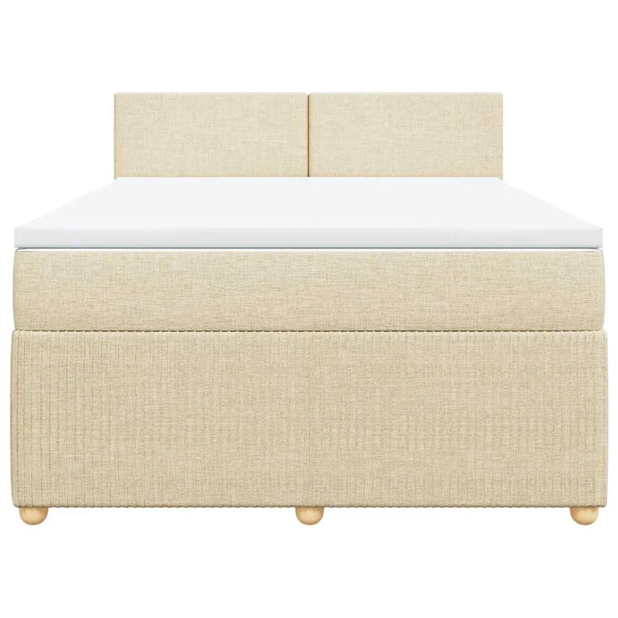Sommier à lattes de lit avec matelas Crème 140x200 cm Tissu - 6