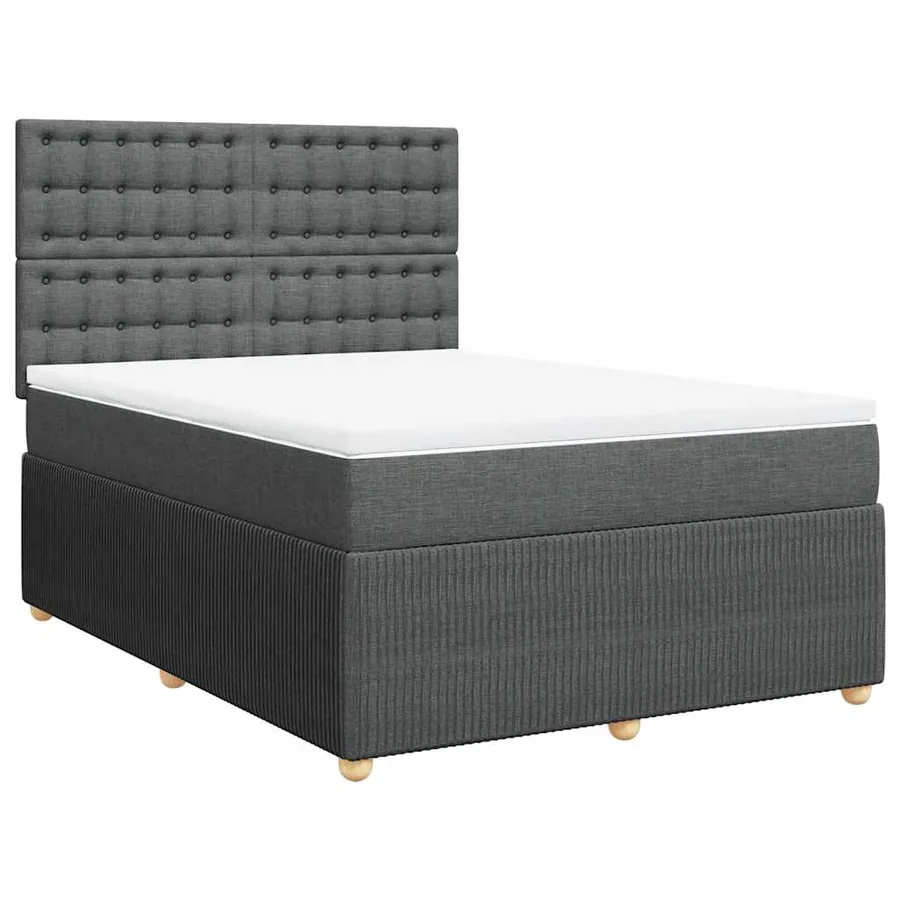 Sommier à lattes de lit avec matelas Gris foncé 140x200cm Tissu - 2