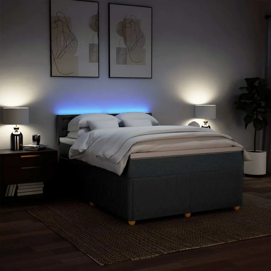 Sommier à lattes de lit avec matelas Gris foncé 140x200cm Tissu - 5