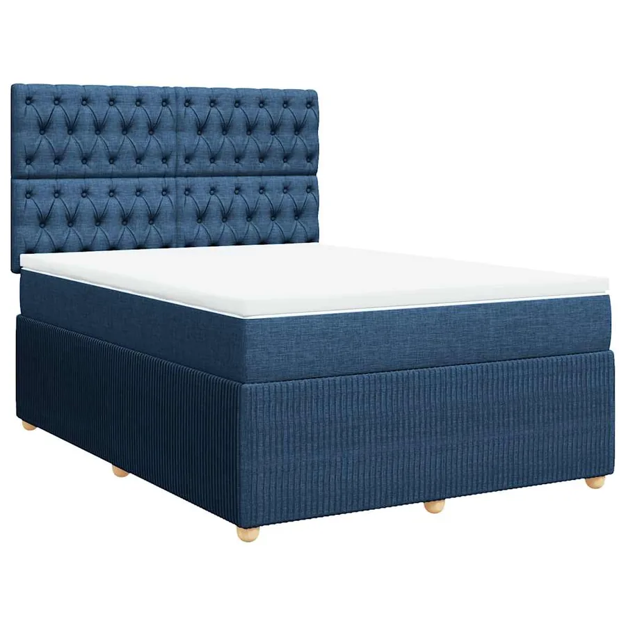 Sommier à lattes de lit avec matelas Bleu 140x200 cm Tissu - 3