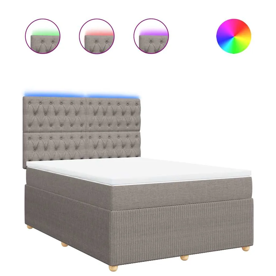 Sommier à lattes de lit avec matelas Taupe 140x200 cm Tissu - 2