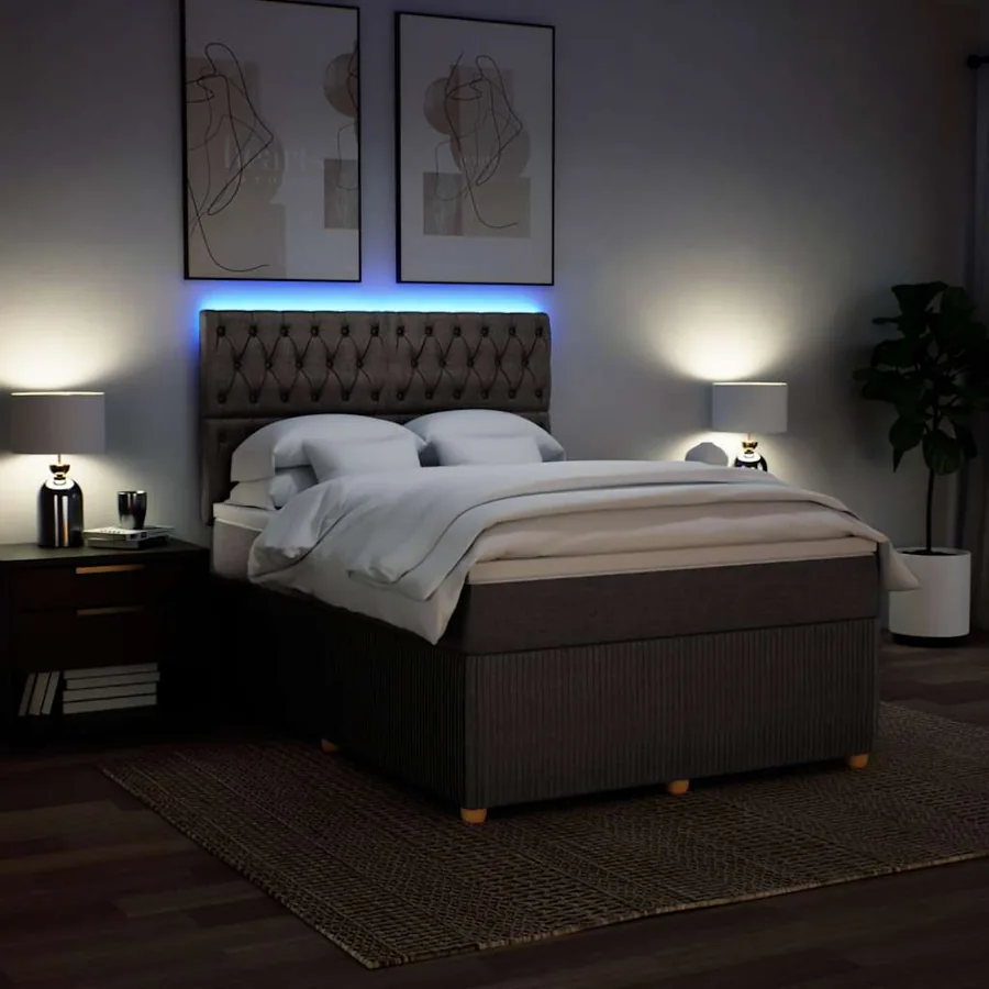 Sommier à lattes de lit avec matelas Taupe 140x200 cm Tissu - 4