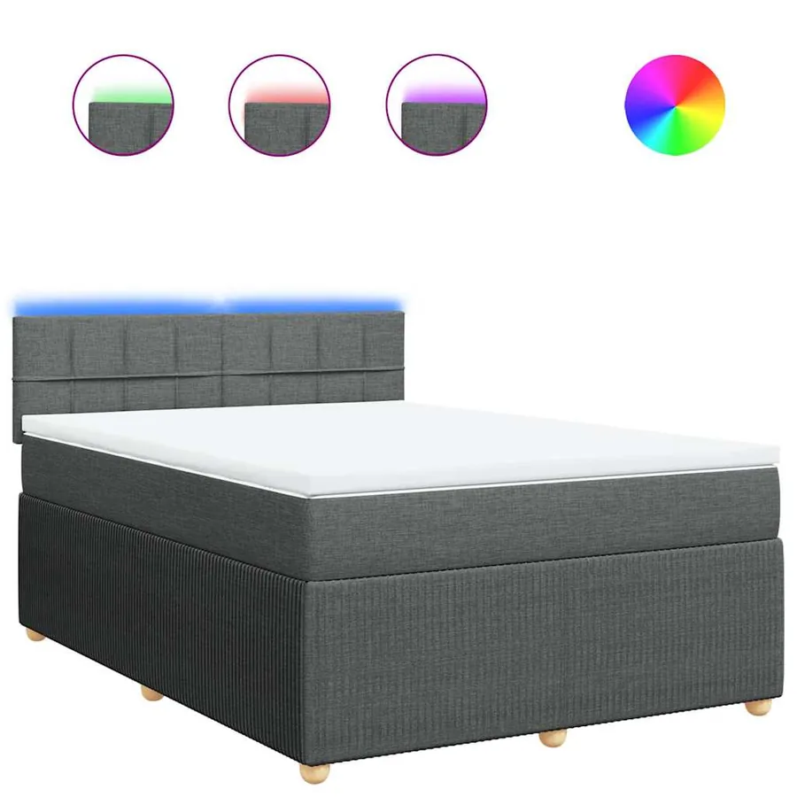 Sommier à lattes de lit avec matelas Gris foncé 140x200cm Tissu - 2