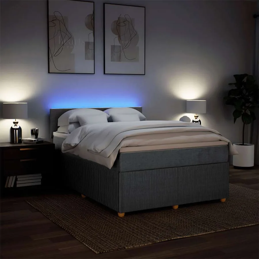 Sommier à lattes de lit avec matelas Gris foncé 140x200cm Tissu - 5