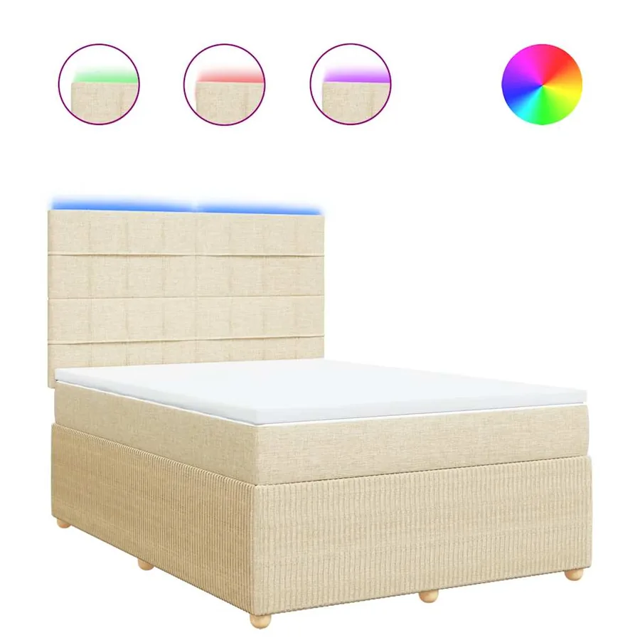 Sommier à lattes de lit avec matelas Crème 140x200 cm Tissu - 2