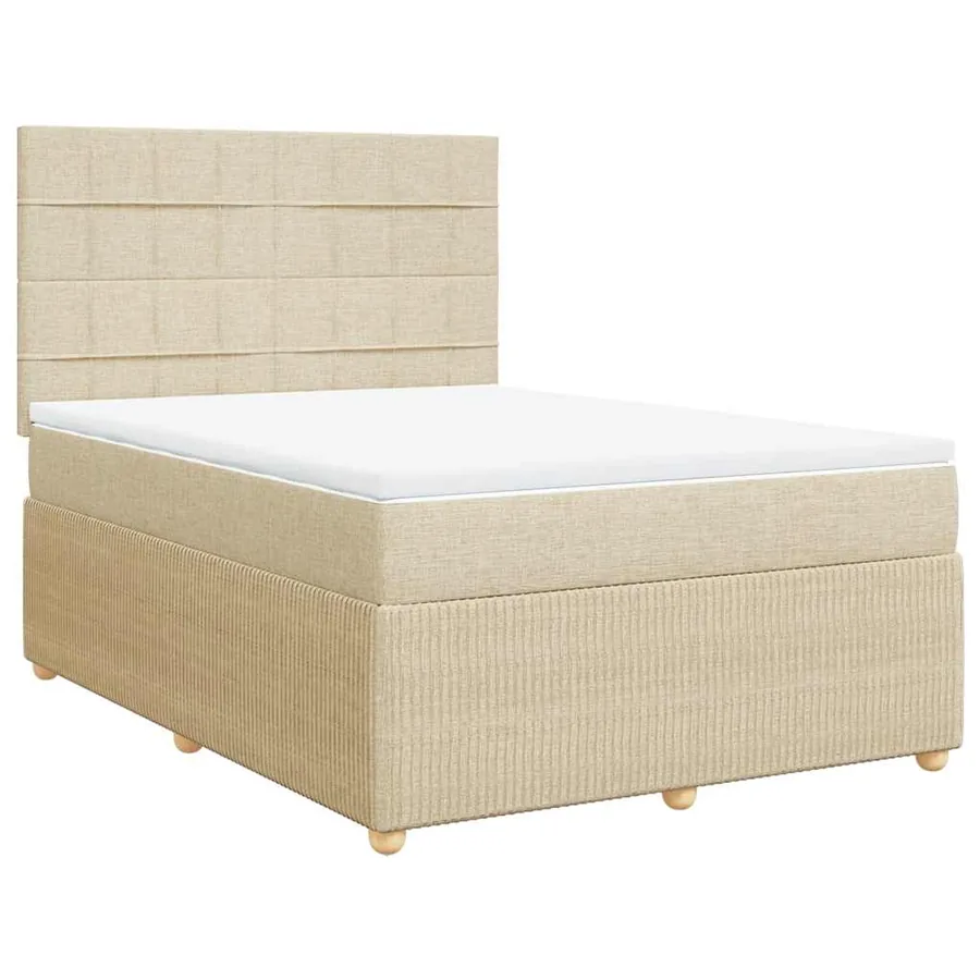 Sommier à lattes de lit avec matelas Crème 140x200 cm Tissu - 3