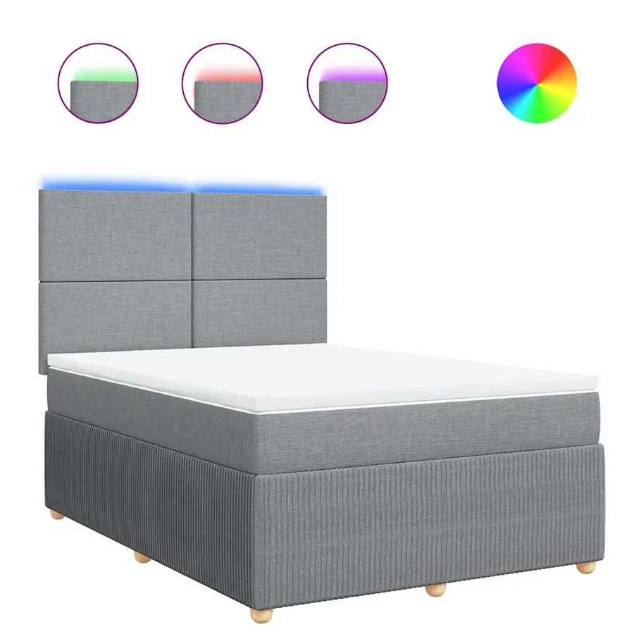 Sommier à lattes de lit avec matelas Gris clair 160x200cm Tissu - 2