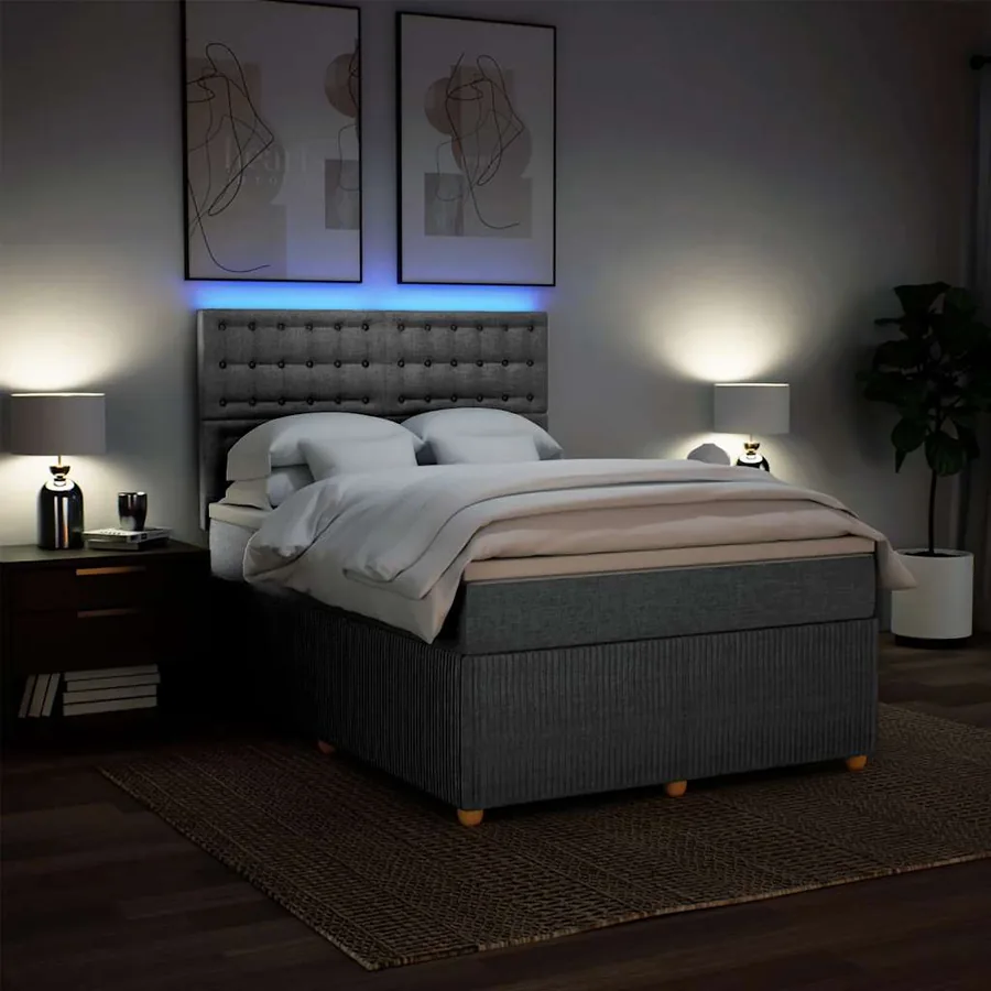 Sommier à lattes de lit avec matelas Gris clair 160x200cm Tissu - 4