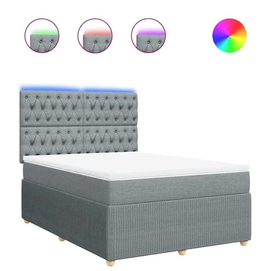 Sommier à lattes de lit avec matelas Gris clair 160x200cm Tissu - 2