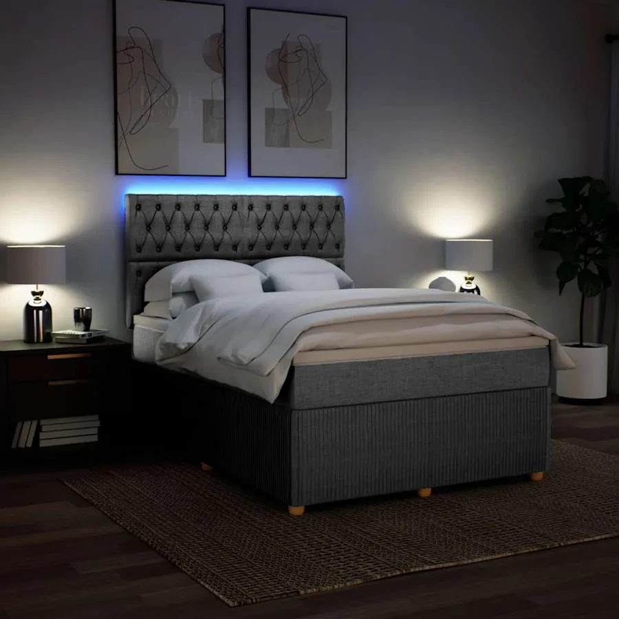 Sommier à lattes de lit avec matelas Gris clair 160x200cm Tissu - 4