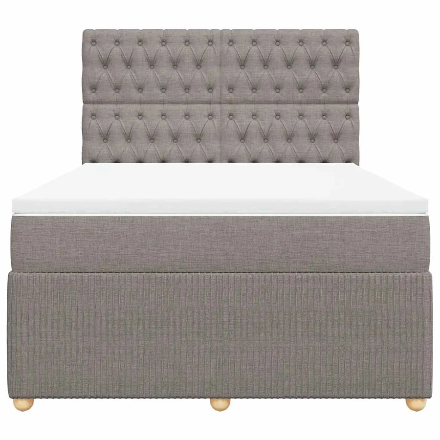 Sommier à lattes de lit avec matelas Taupe 160x200 cm Tissu - 4