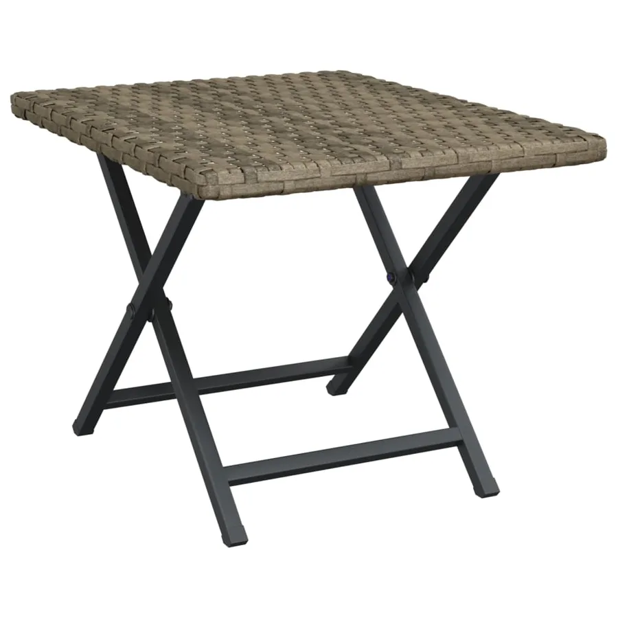 Table pliable gris 45x35x32 cm résine tressée - 2