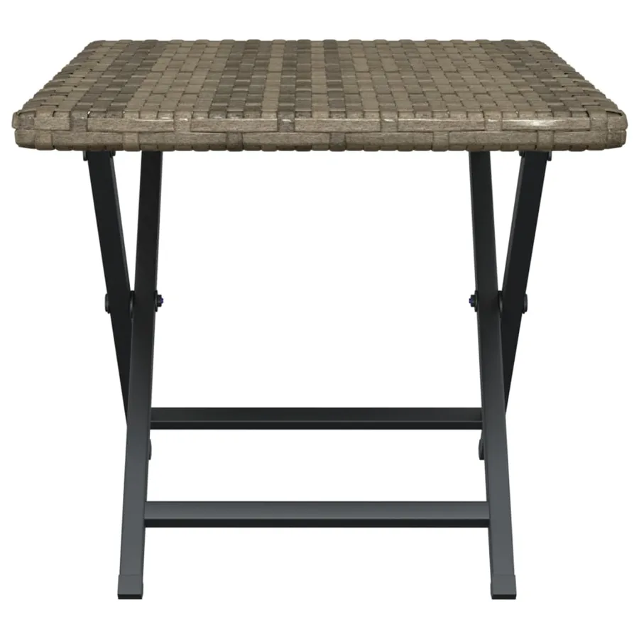 Table pliable gris 45x35x32 cm résine tressée - 4
