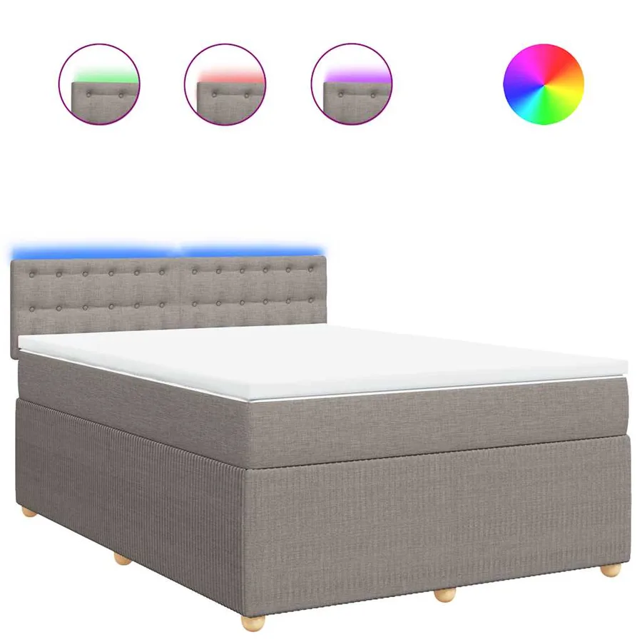 Sommier à lattes de lit avec matelas Taupe 160x200 cm Tissu - 2
