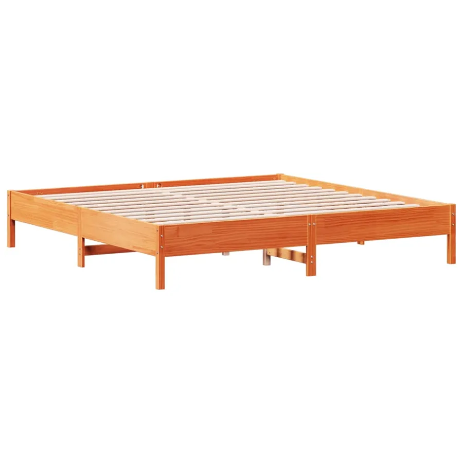 Cadre de lit sans matelas cire marron 200x200cm bois pin massif - 5