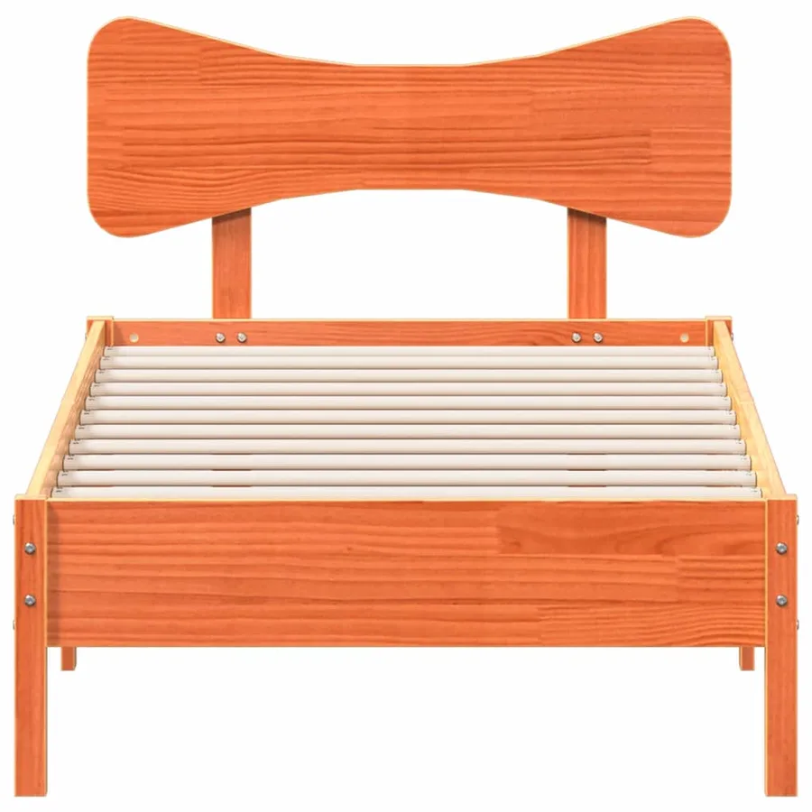 Cadre de lit sans matelas cire marron 90x200 cm bois pin massif - 4
