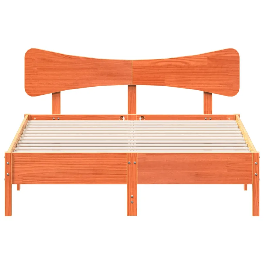 Cadre de lit sans matelas cire marron 140x200cm bois pin massif - 4