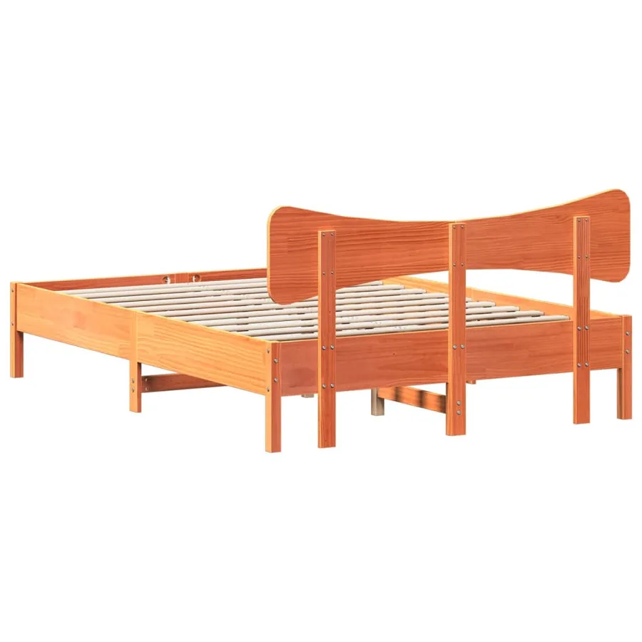 Cadre de lit sans matelas cire marron 140x200cm bois pin massif - 8