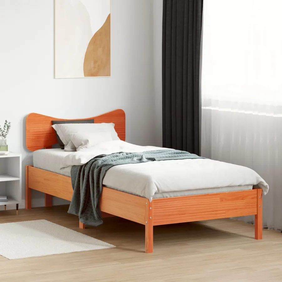 Cadre de lit sans matelas cire marron 90x190 cm bois pin massif - 3