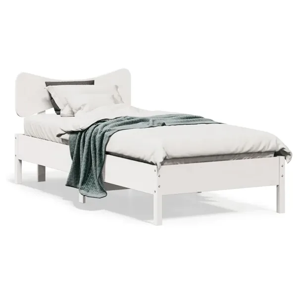 Cadre de lit sans matelas blanc 75x190 cm bois de pin massif