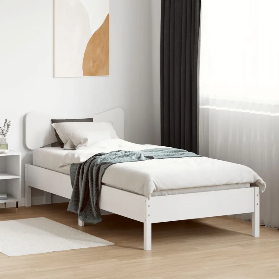 Cadre de lit sans matelas blanc 75x190 cm bois de pin massif - 3