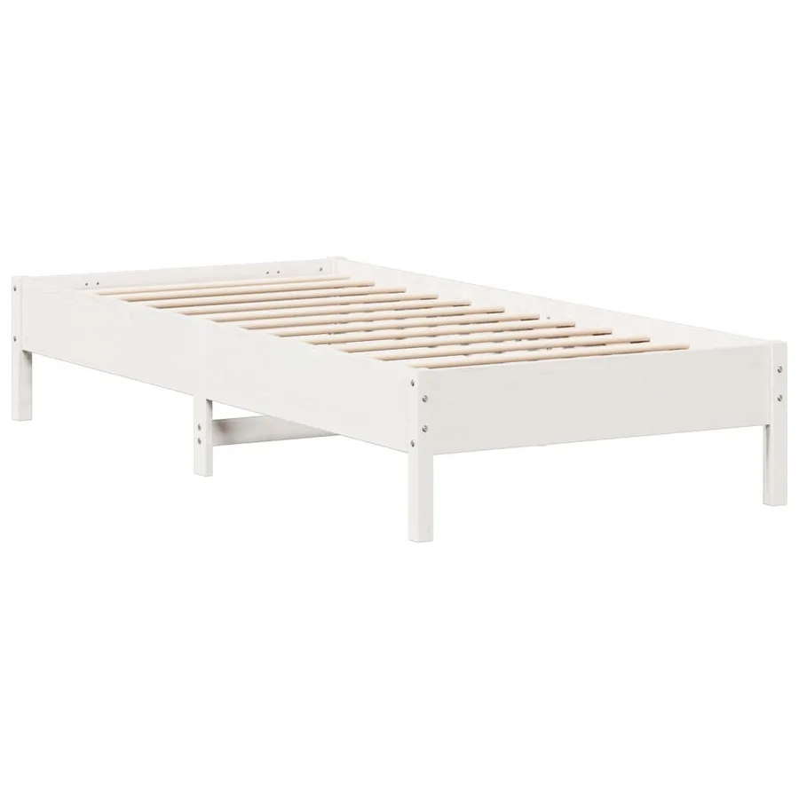 Cadre de lit sans matelas blanc 75x190 cm bois de pin massif - 5