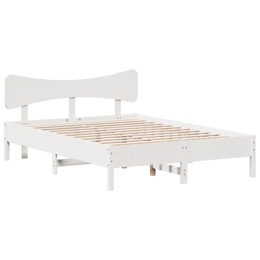 Cadre de lit sans matelas blanc 120x200 cm bois de pin massif - 2