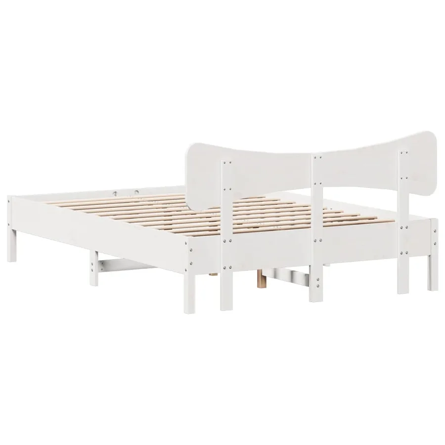 Cadre de lit sans matelas blanc 120x200 cm bois de pin massif - 8