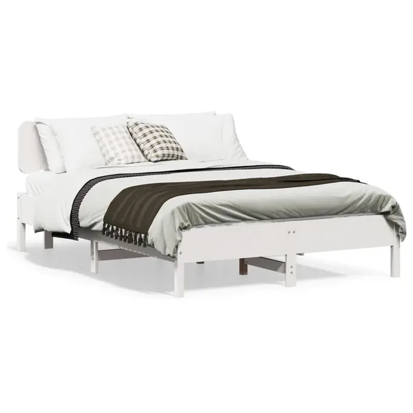 Cadre de lit sans matelas blanc 135x190 cm bois de pin massif
