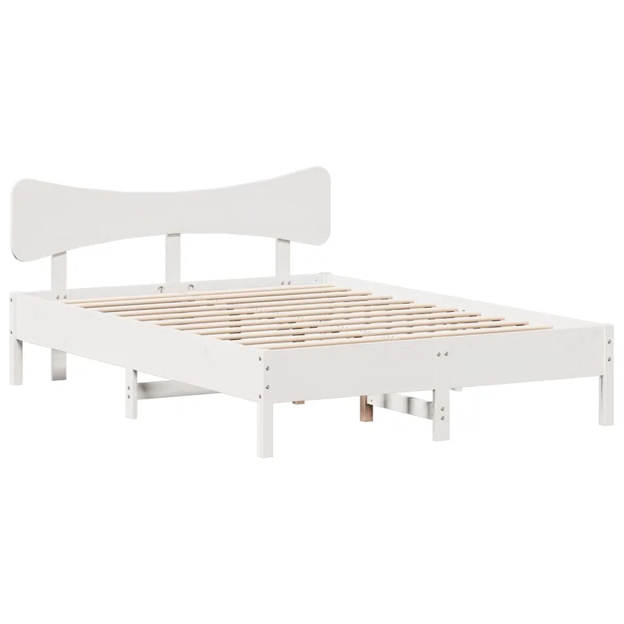 Cadre de lit sans matelas blanc 135x190 cm bois de pin massif - 2