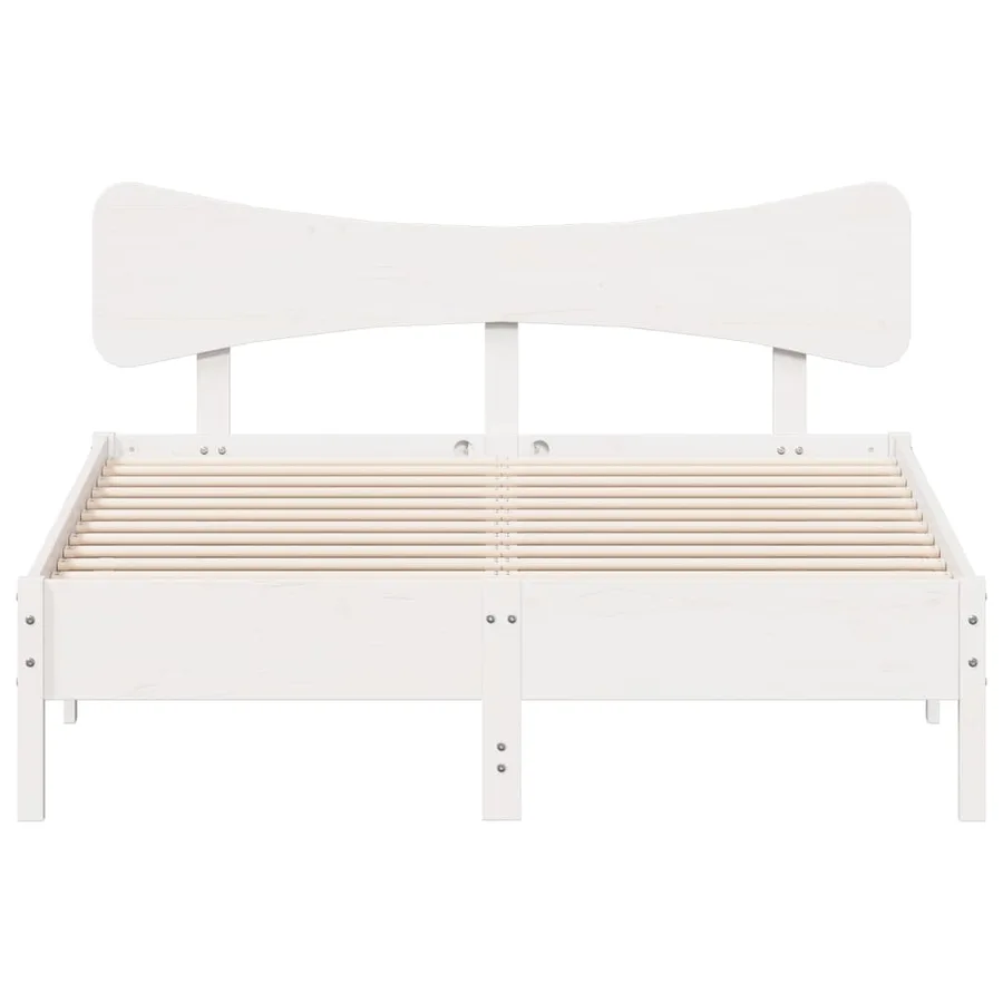 Cadre de lit sans matelas blanc 135x190 cm bois de pin massif - 4