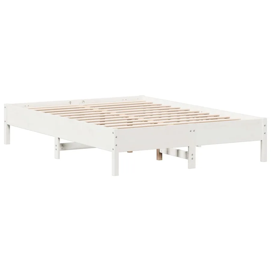 Cadre de lit sans matelas blanc 135x190 cm bois de pin massif - 5