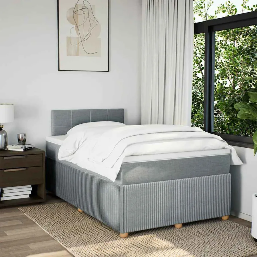 Sommier à lattes de lit avec matelas Gris clair 120x200cm Tissu - 4