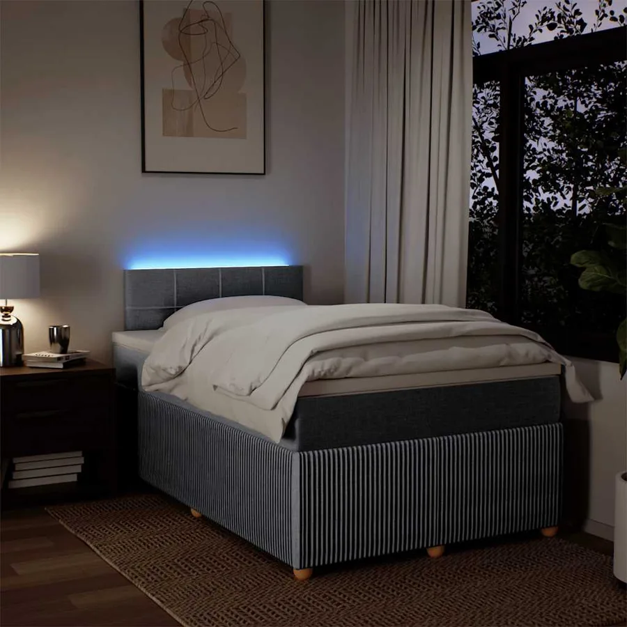 Sommier à lattes de lit avec matelas Gris clair 120x200cm Tissu - 5